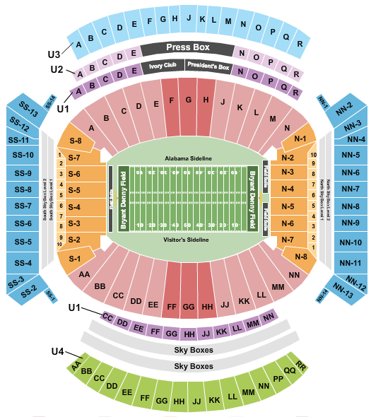 Bryant-Denny Stadium Alabama vs. Seating Chart